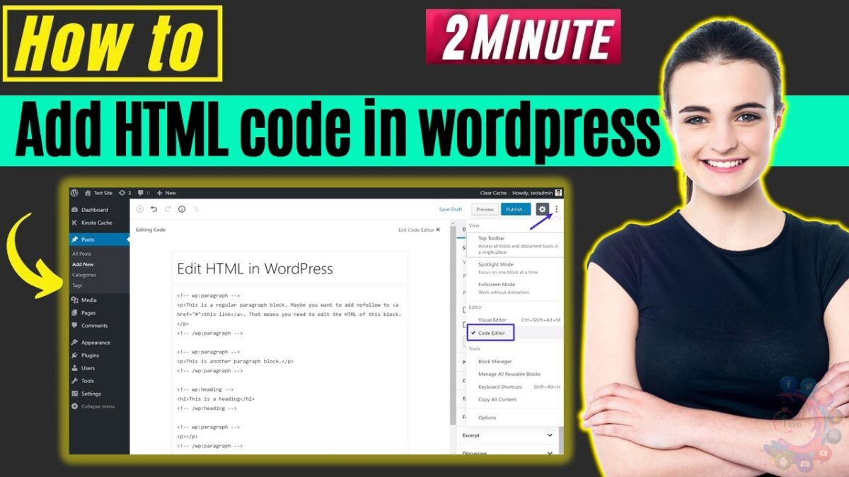 How to add HTML code in wordpress 2024